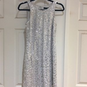 White House Black Market Silver Sequence Dress